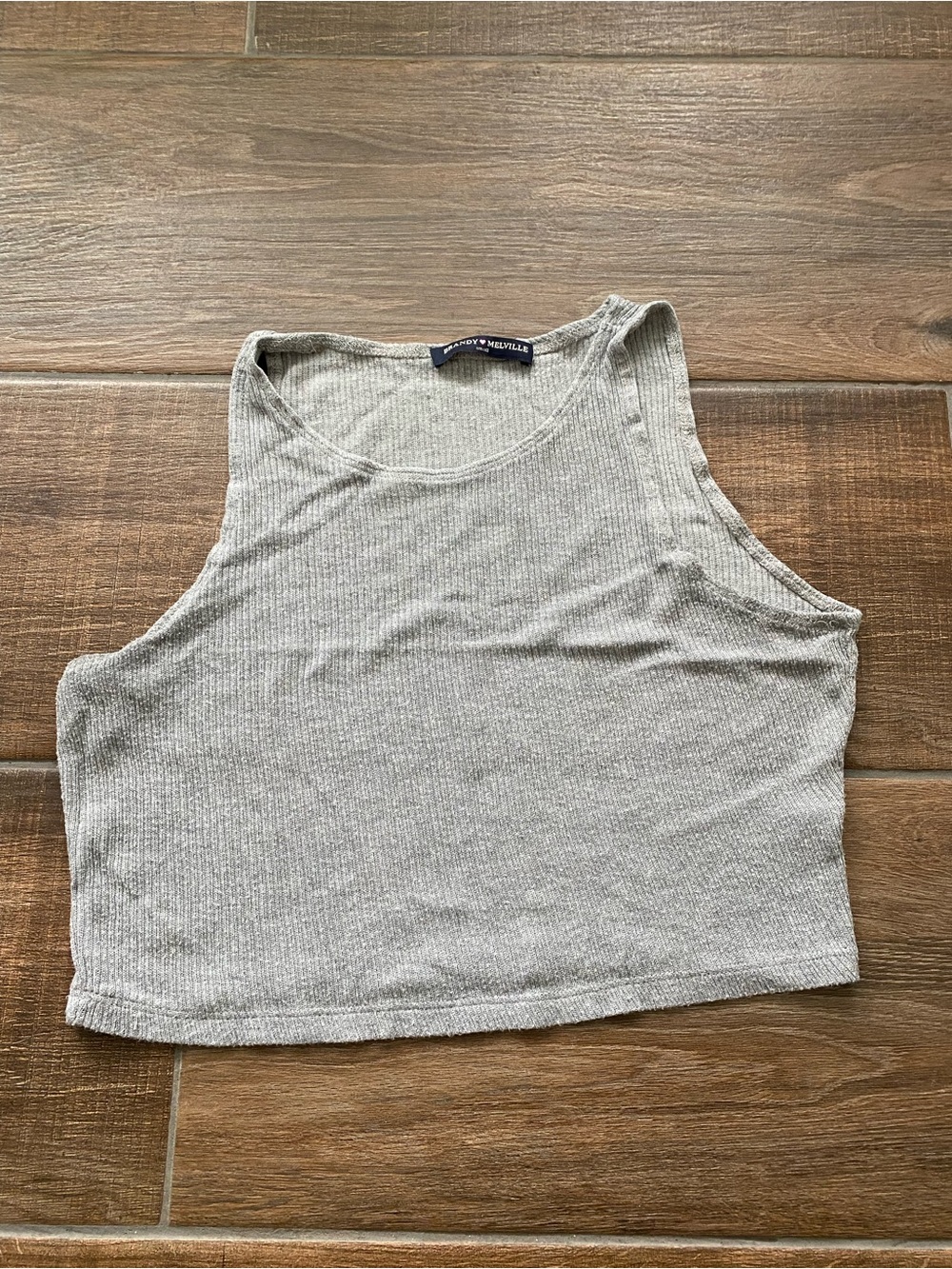 Brandy Melville Light Gray Ribbed Cropped Tank